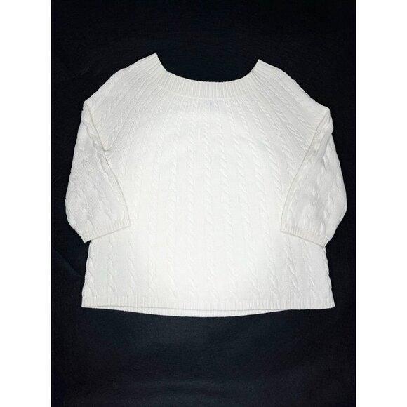 Talbots Cable Knit 3/4 Cable Knit 3/4 Sleeve Sweater Cream Size Petite XL - Picture 7 of 12
